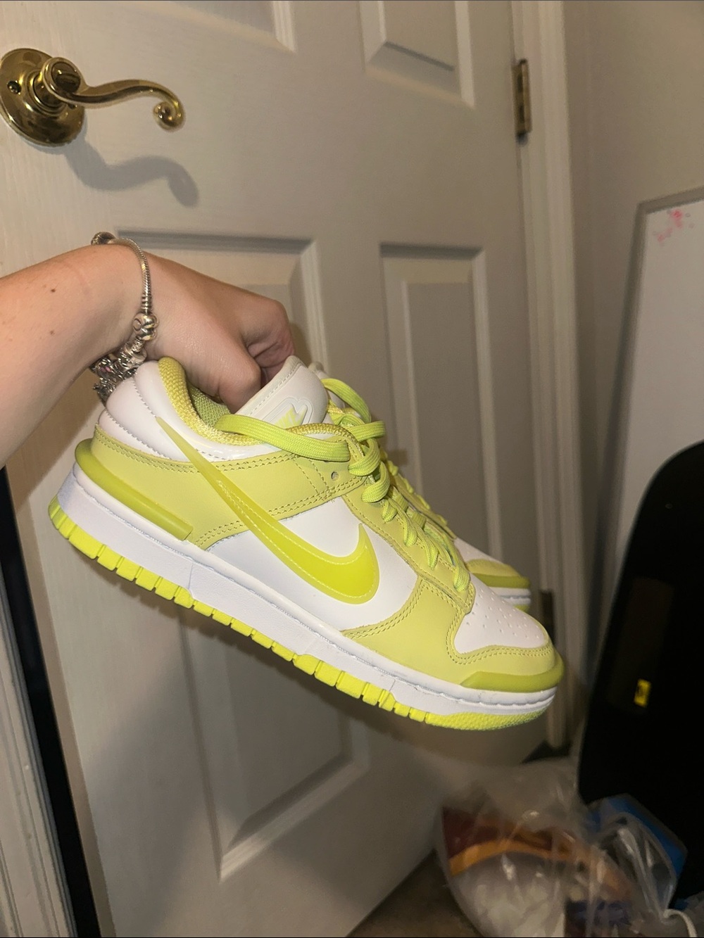 Nike Women's Low-Top Sneakers in Neon Yellow and White